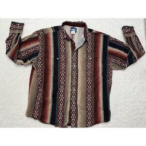 Vintage Wrangler Men’s XXL Long Sleeve Pearl Snap Aztec Print Button Down